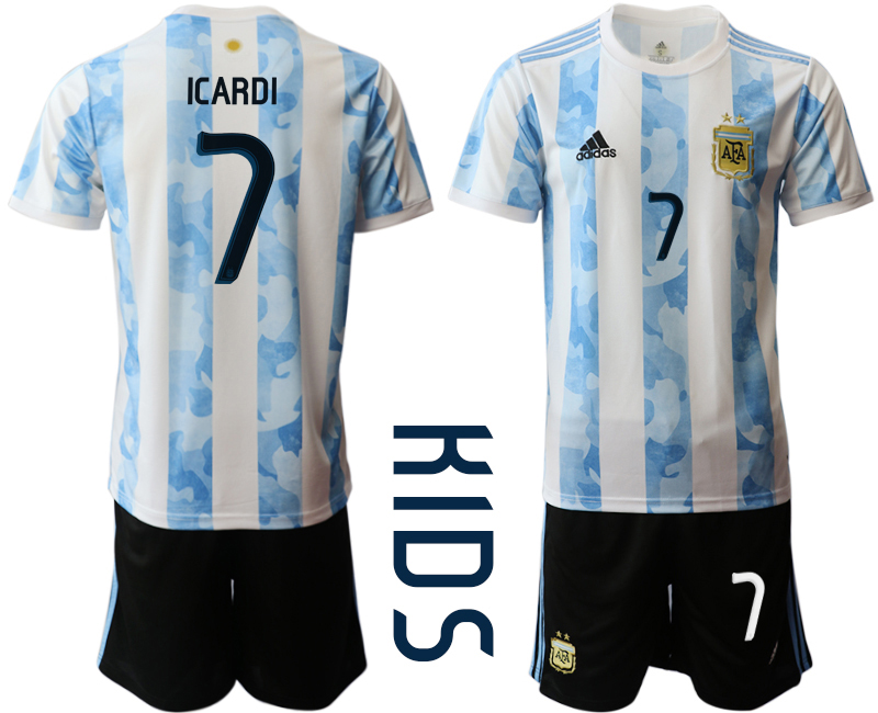 Cheap Youth 2020-2021 Season National team Argentina home white 7 Soccer Jersey